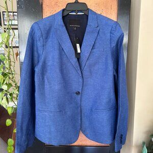 NWT Banana Republic Luxe Linen Blue Chambray Blazer sz 14